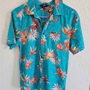 Volcom Teal and Orange Floral Men's Shirt